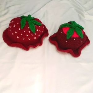 Girls strawberry crochet bucket hat